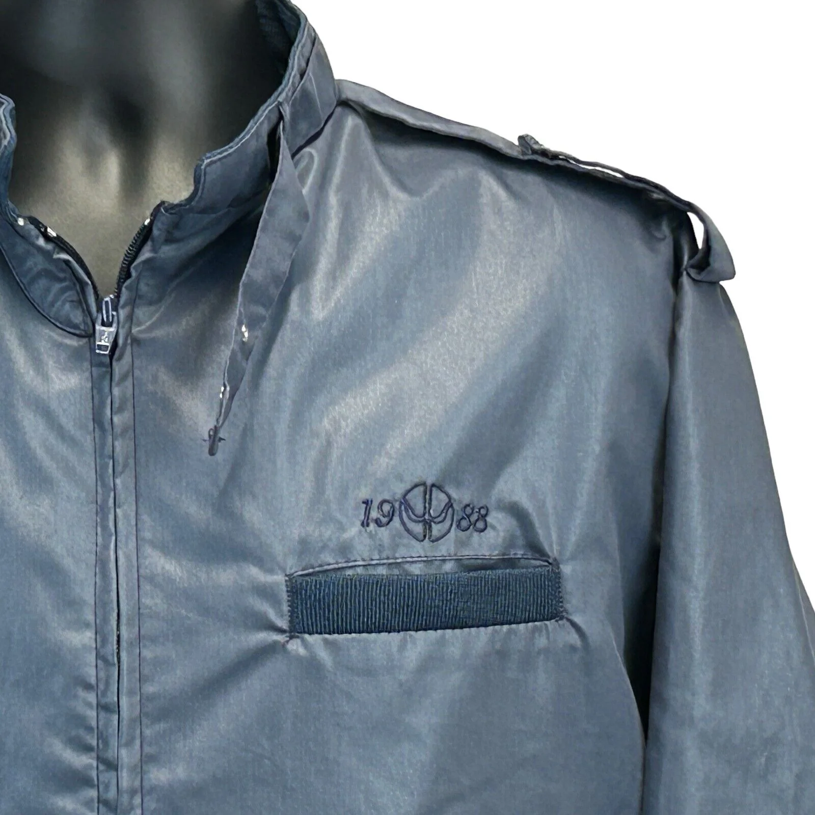 Vintage 80s Dunbrooke Cafe Racer Jacket 1988 Windbreaker Blue Mens XL X-Large - Image 4